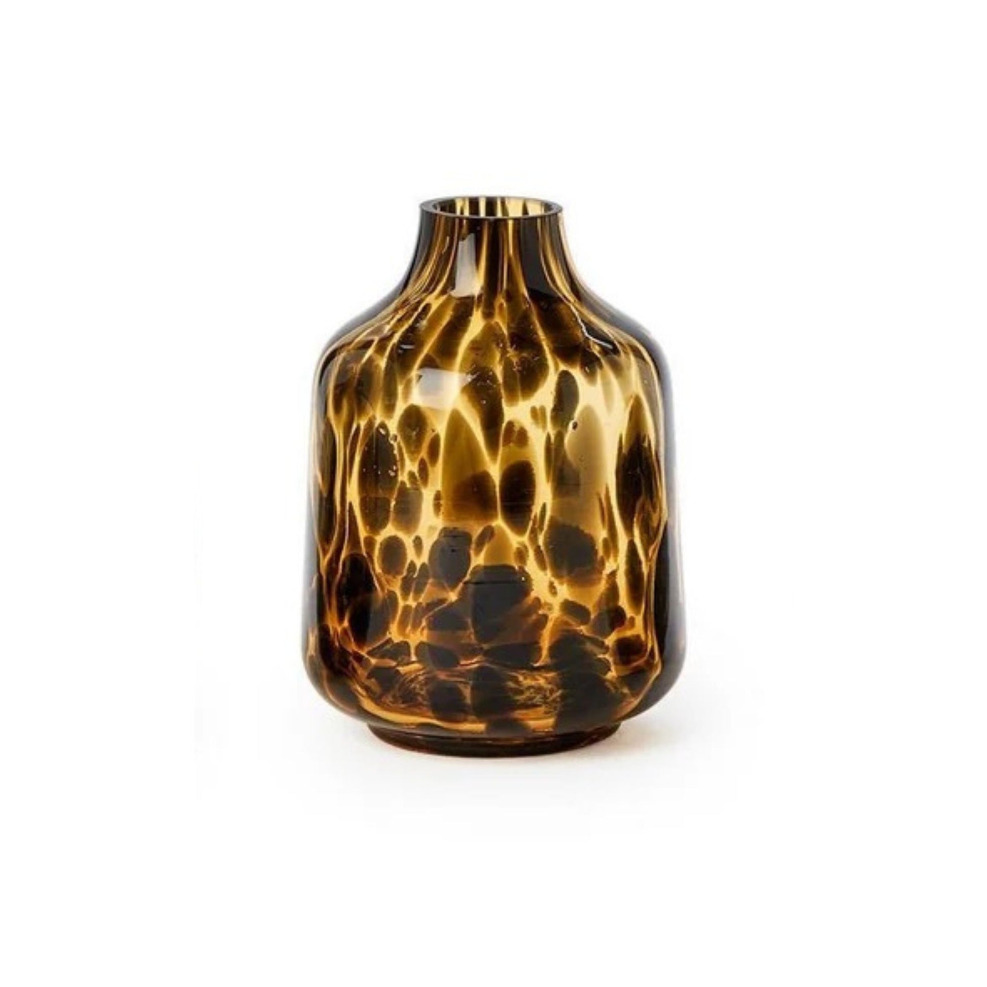 Tall tortoise print glass bud vase