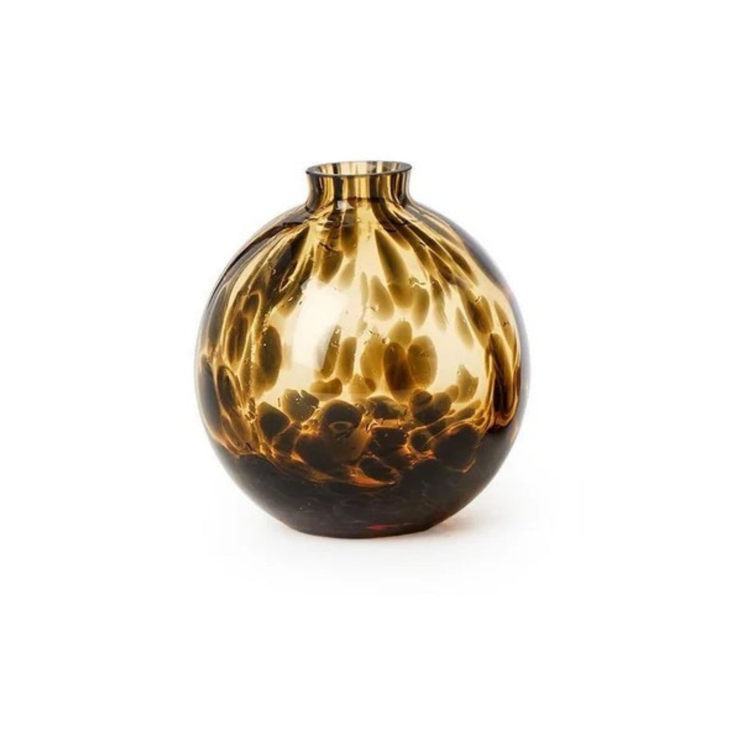 Round tortoise print glass bud vase
