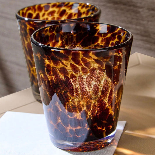 Tortoiseshell print double old-fashioned glass, alternate view