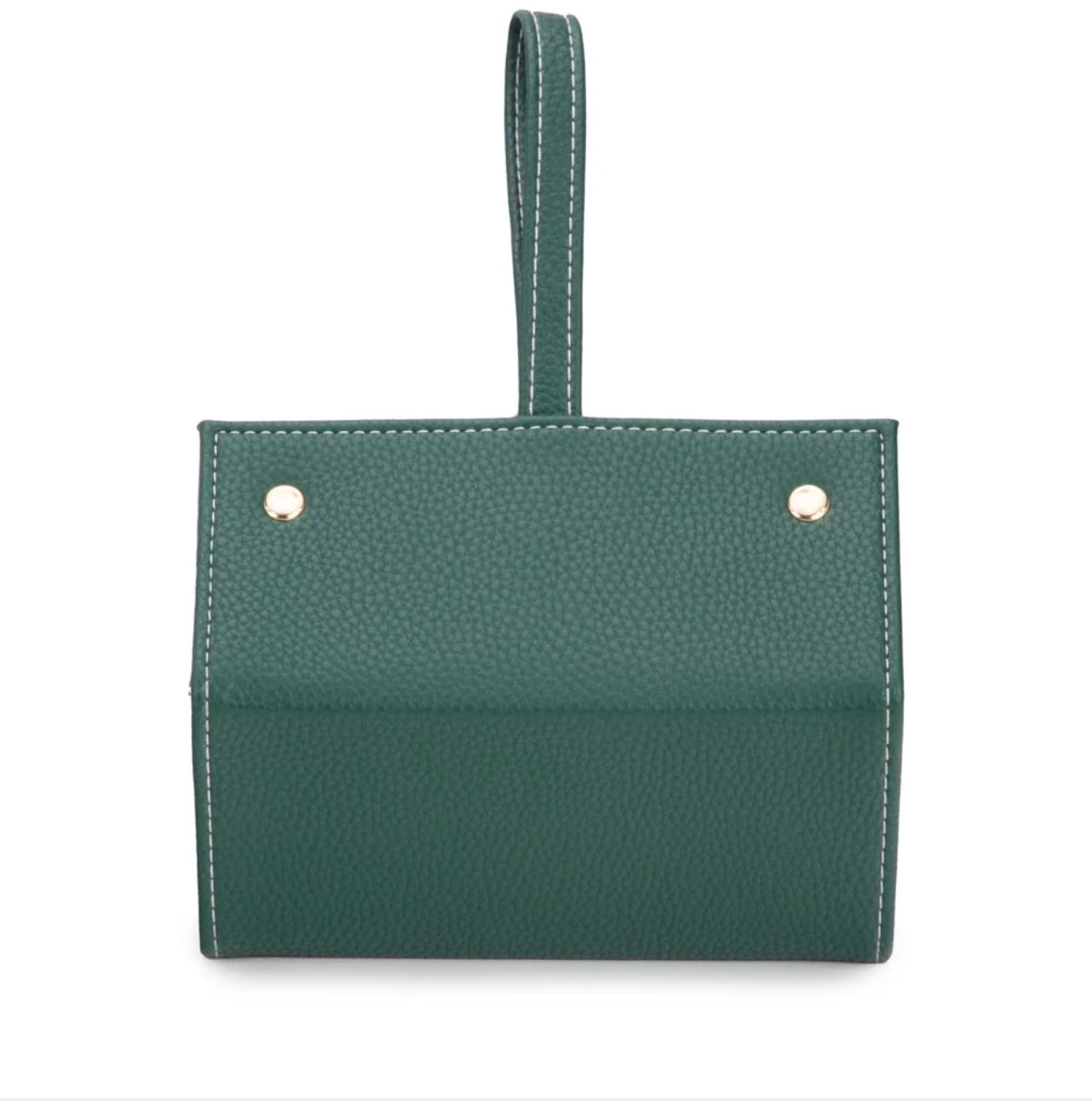 Travel Eyewear & Jewelry Case in green vegan leather