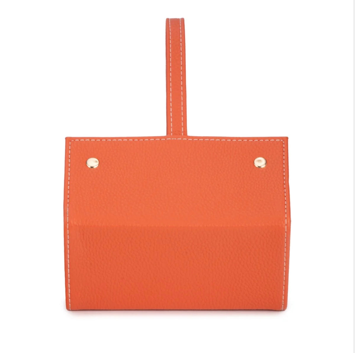 Travel Eyewear & Jewelry Case in orange and ivory vegan leather