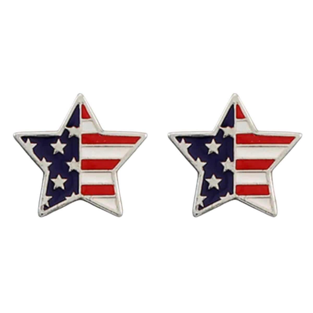 Star-shaped stud earrings in an epoxy finish with a metal post backing.