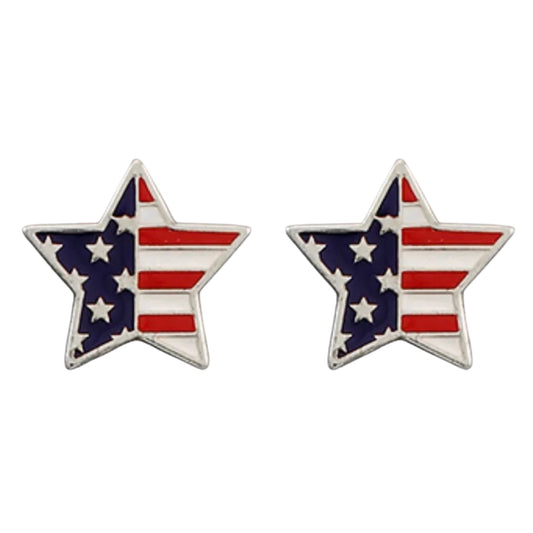 Star-shaped stud earrings in an epoxy finish with a metal post backing.