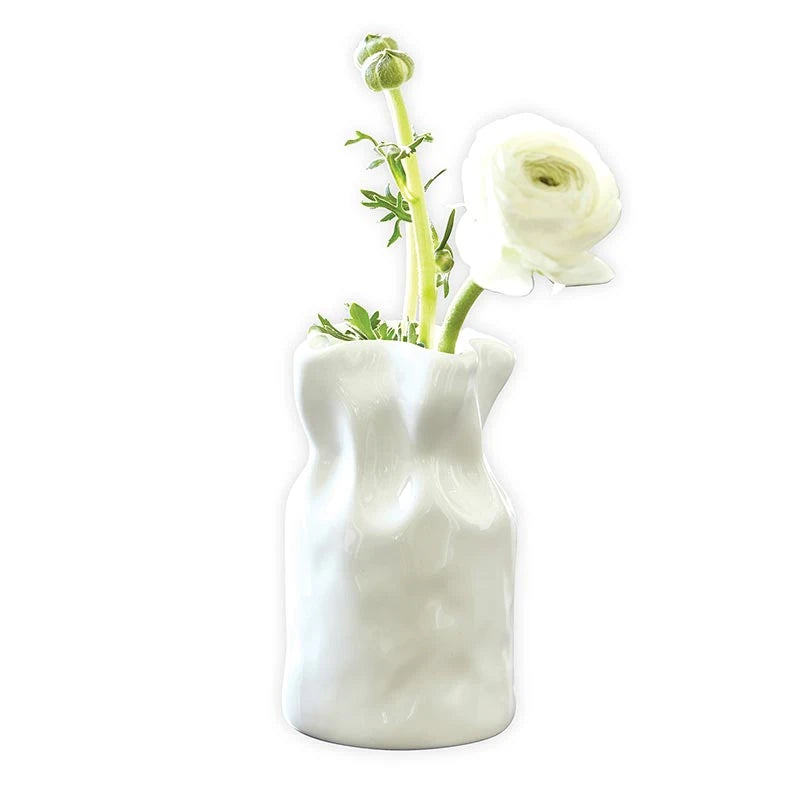 White Ceramic Ruffle Vase