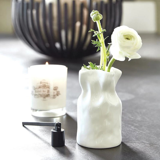 White Ceramic Ruffle Vase