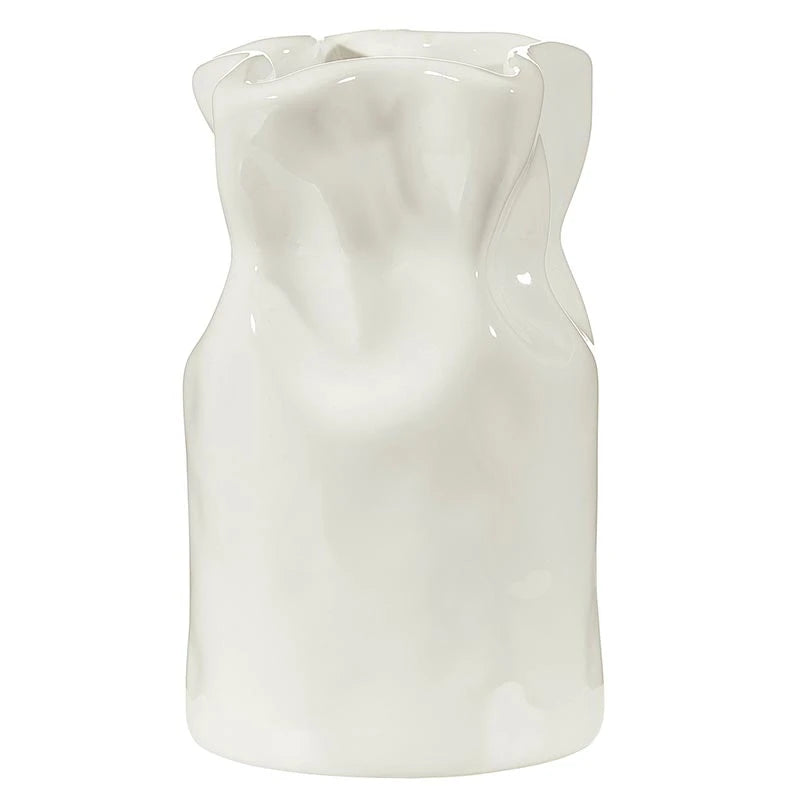 White Ceramic Ruffle Vase