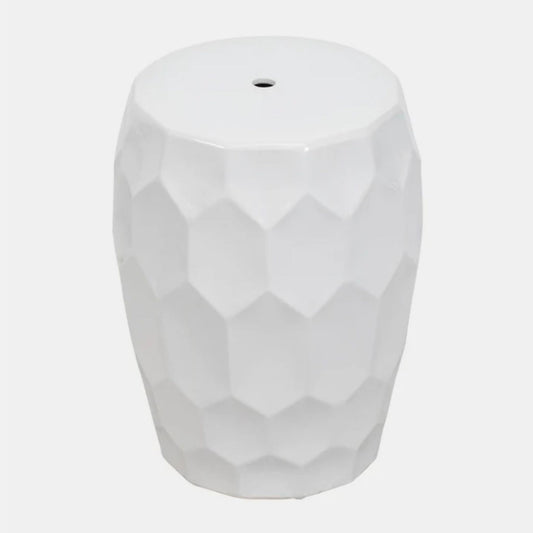 White Garden Ceramic Stool Magnolia & Pine