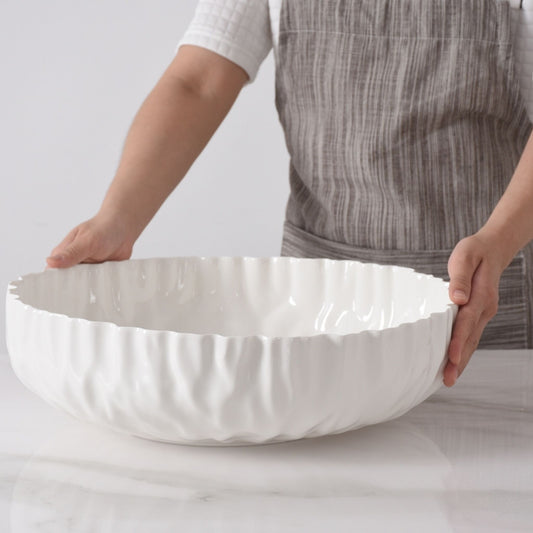 White Porcelain Serving Bowl, styled