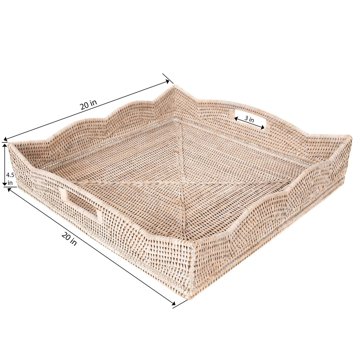 White Wicker Square Tray Magnolia & Pine