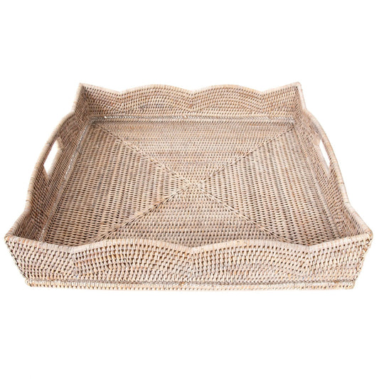 White Wicker Square Tray Magnolia & Pine