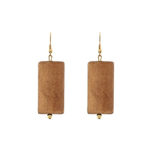 Wood Rectangle Dangle Earrings, simple wood rectangle drop