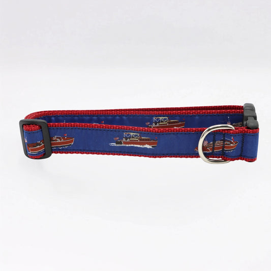 Preston Dog Collar in Wooden Boats print