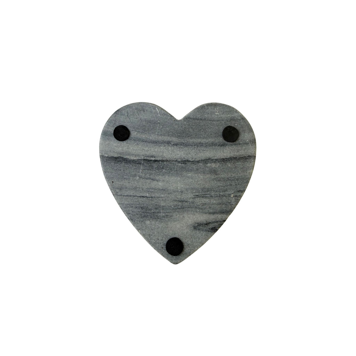 A heart-shaped marble dish with a gold-leafed interior, additional angle.