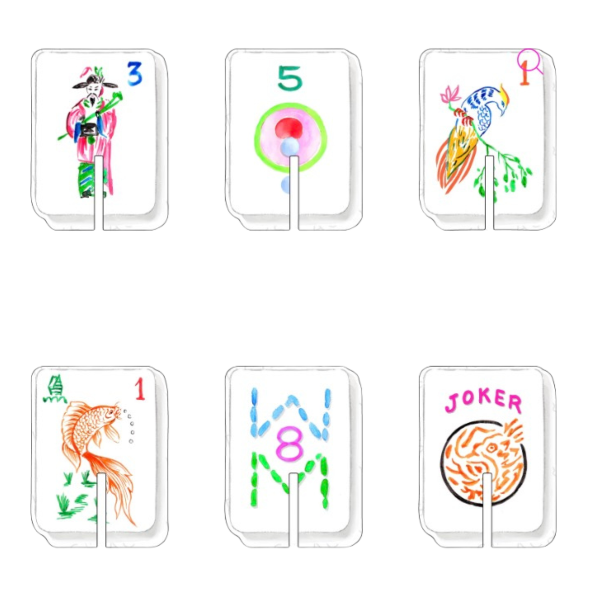 Acrylic drink clips, Let's Play Mahjong design