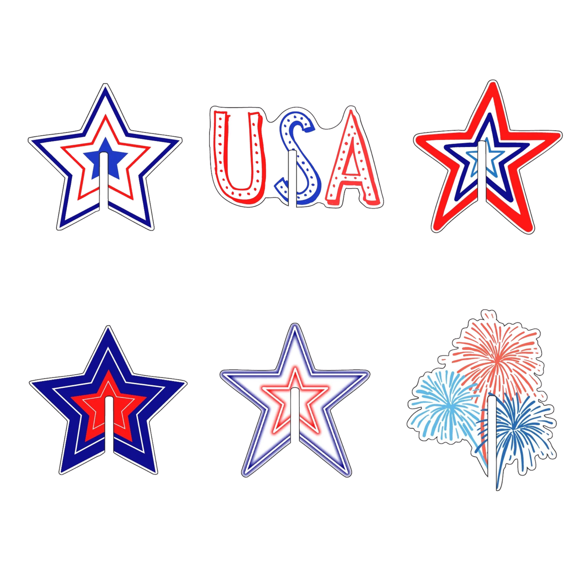 Acrylic drink clips, Patriotic USA design