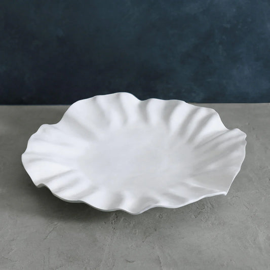 Bloom-textured round platter, 16.5 inches, floral-inspired texture