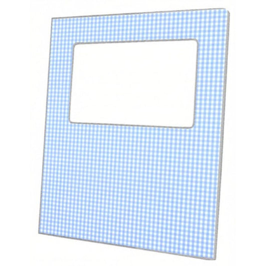 Blue gingham decoupage picture frame, 8x10, with kickstand back