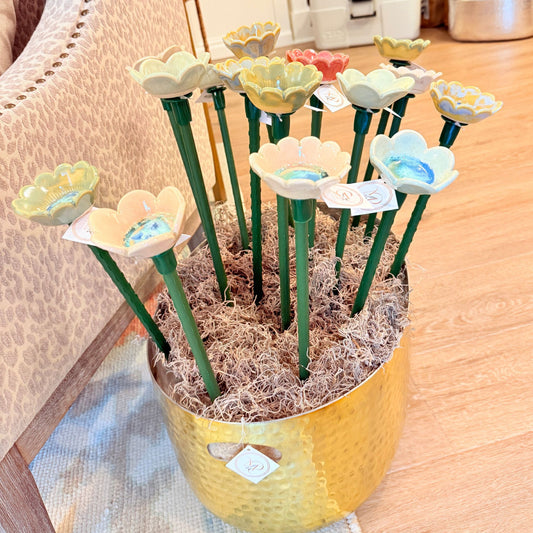 Handmade ceramic bee bath dish for pollinators in the garden