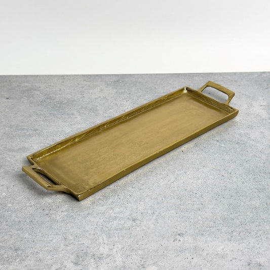 Hammered gold tray with handles, alternate view