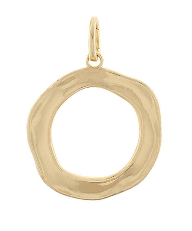 Geometric circle pendant charm in shiny gold finish
