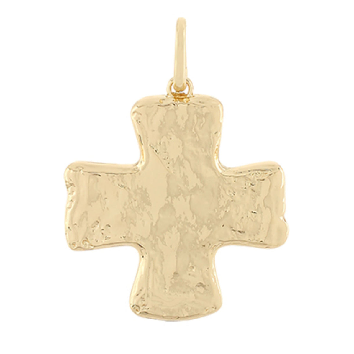 Gold hammered cross necklace charm