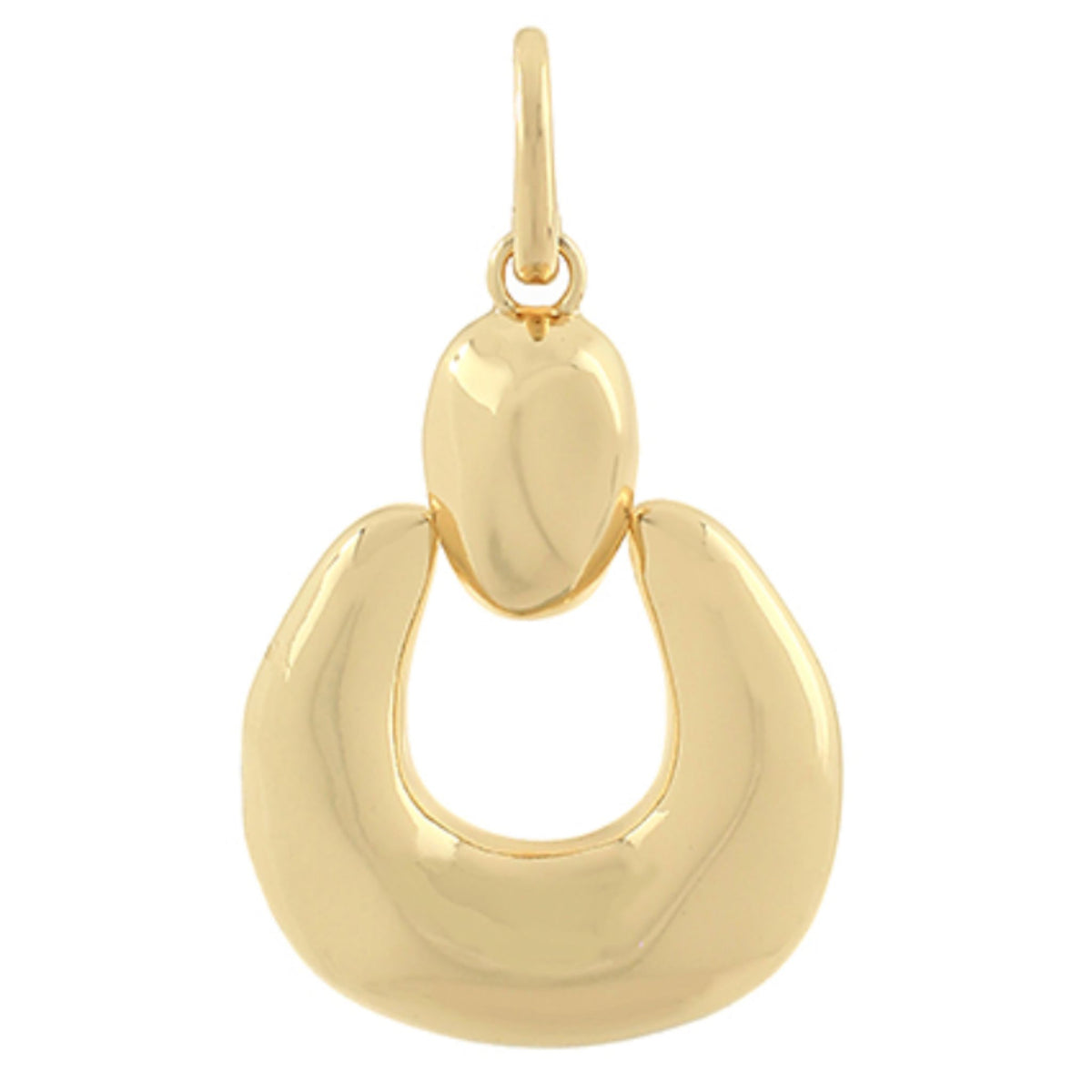 Gold hammered horseshoe-shaped necklace charm with an oval top