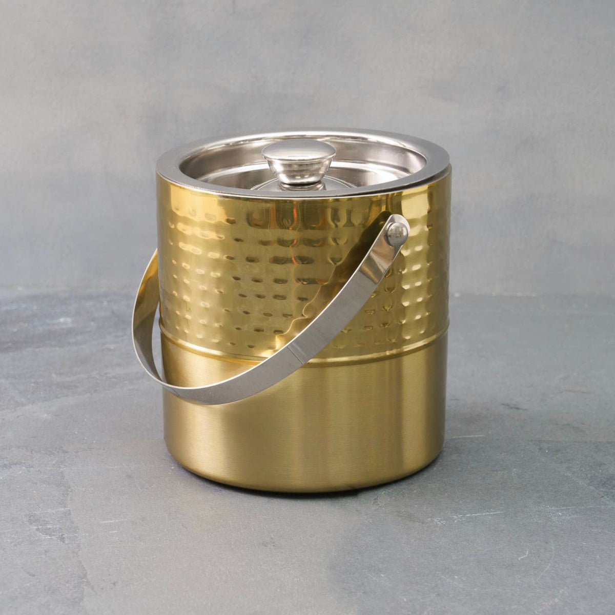 Gold hammered ice bucket