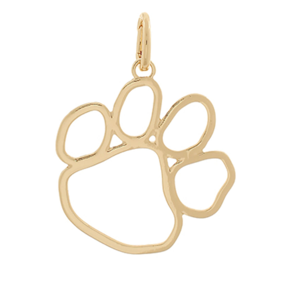 Gold paw print outline necklace charm