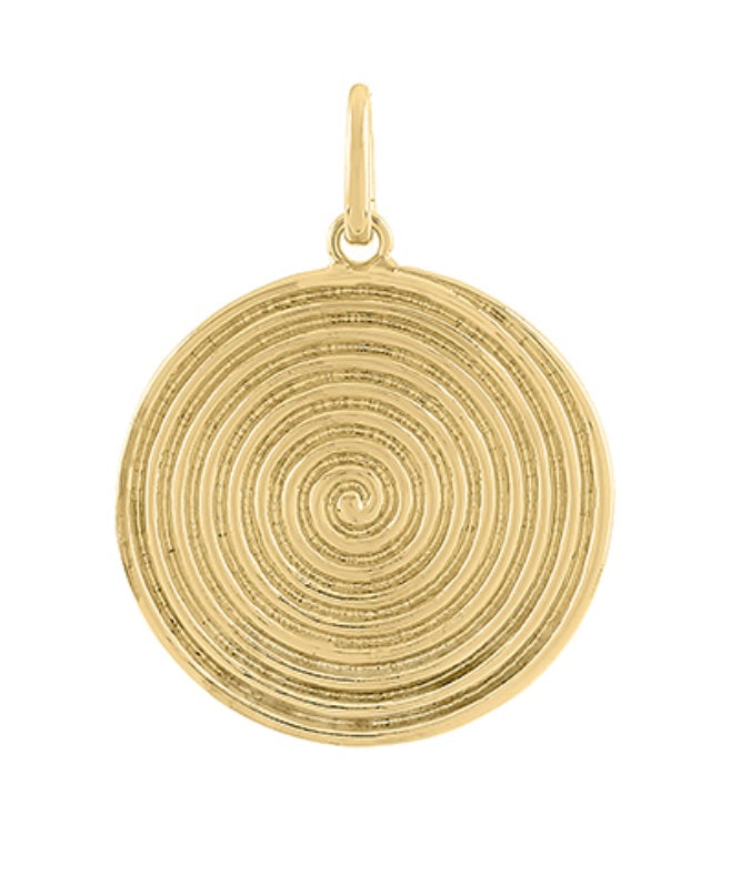 Gold swirl textured round pendant charm