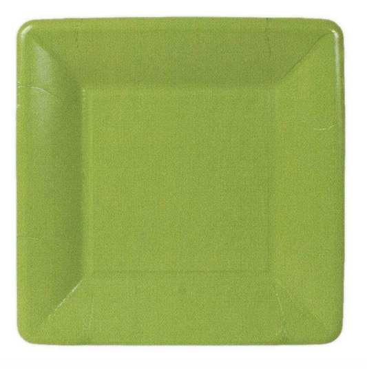 Grosgrain square paper salad and dessert plates in green