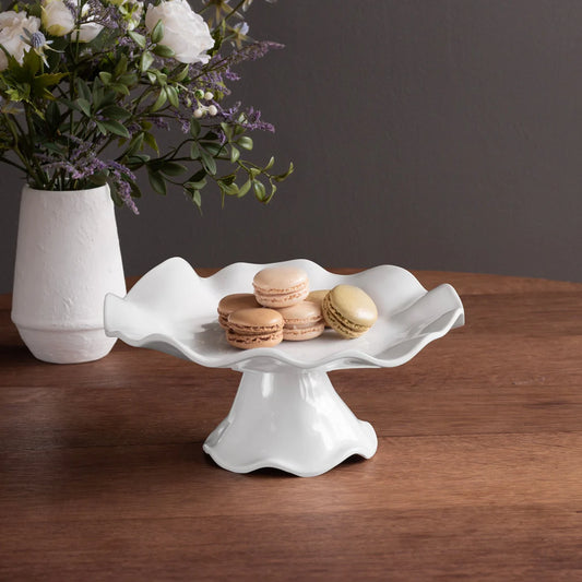 Havana pedestal cake plate with textured, hand-finished look