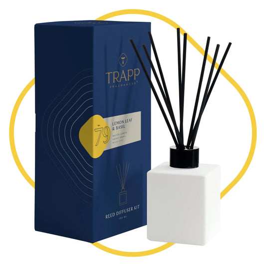 Lemon Leaf & Basil reed diffuser kit with glass vase and reeds