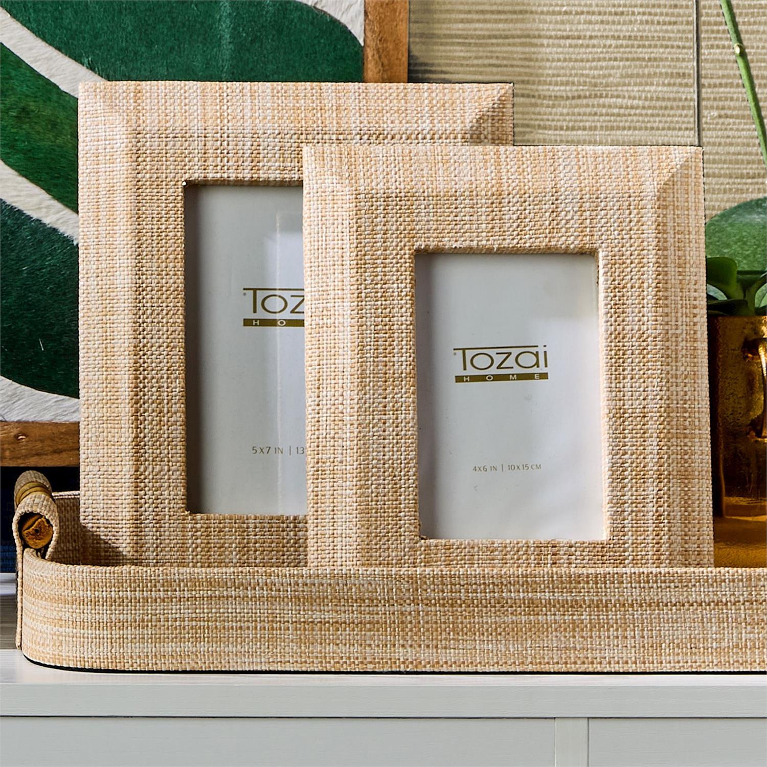 Natural grass photo frame with an organic, textural finish
