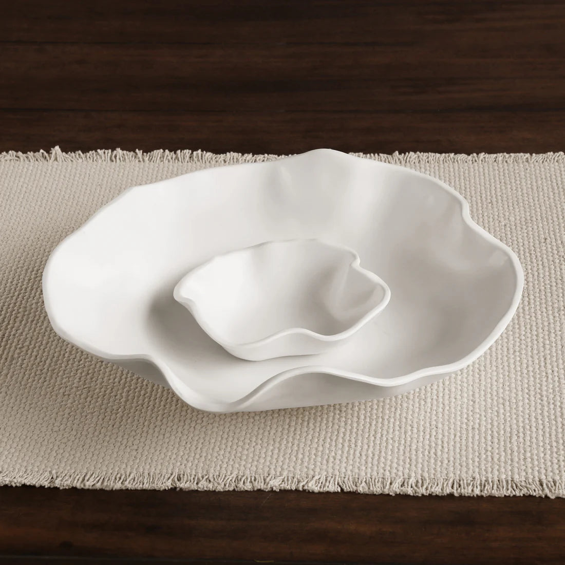 Nube serving bowl with built-in dip well and undulating texture