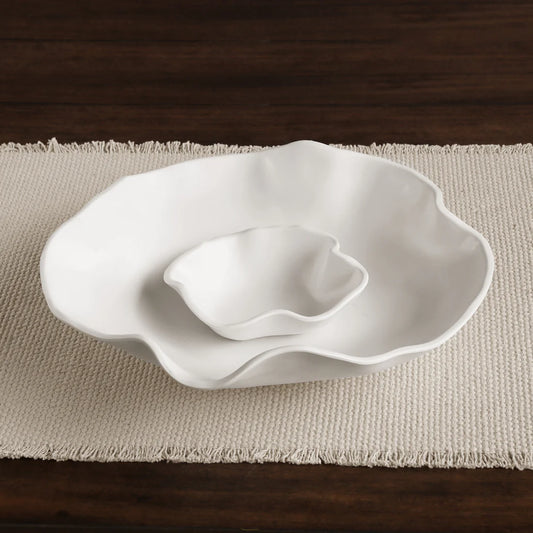 Nube serving bowl with built-in dip well and undulating texture