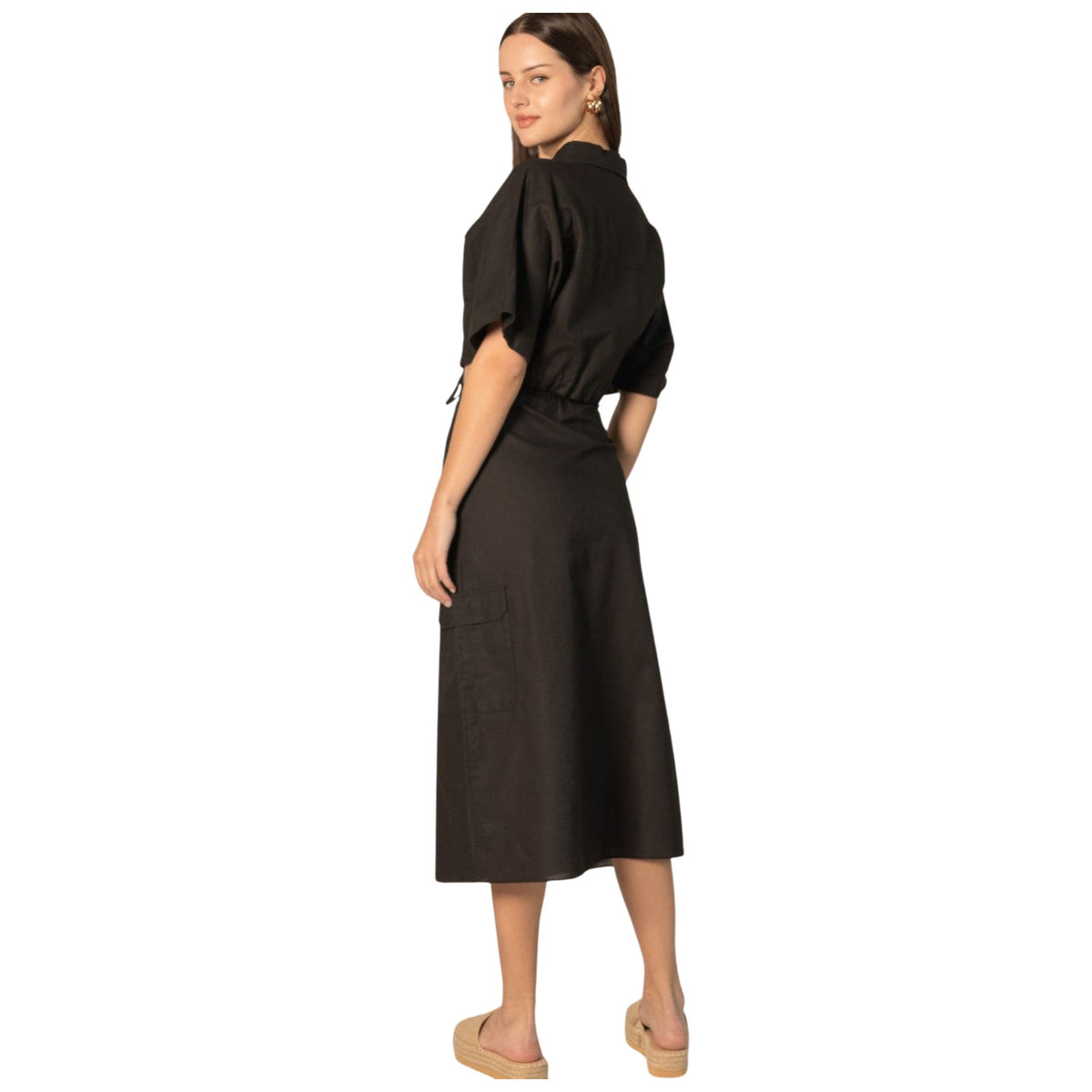 Black Linen Blend Top & Skirt Set, alternate view