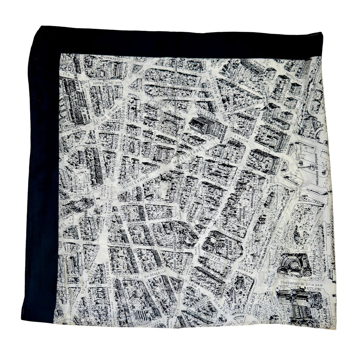 Paris Print Scarf, Black & White, styled detail
