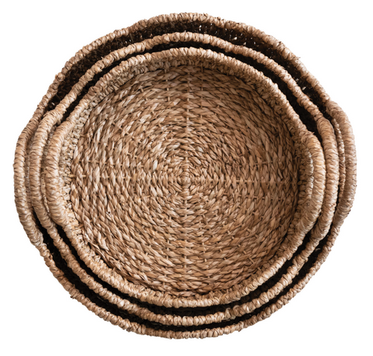 Round Scalloped Rattan Tray, side view