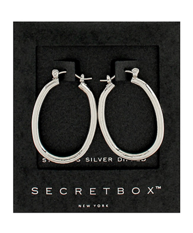 Secret Box Oval Hoop Earrings, small sterling silver dipped hoop