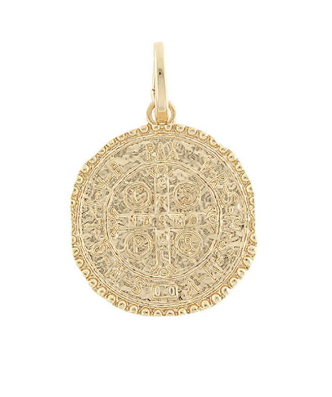 Textured gold coin pendant charm