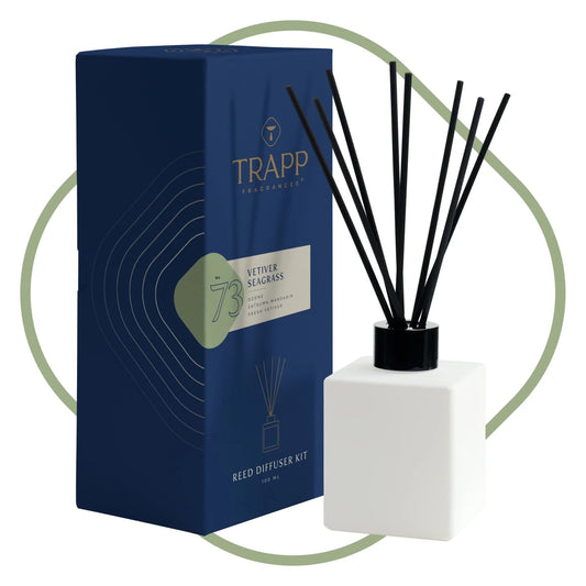 Vetiver Seagrass reed diffuser kit with glass vase and reeds