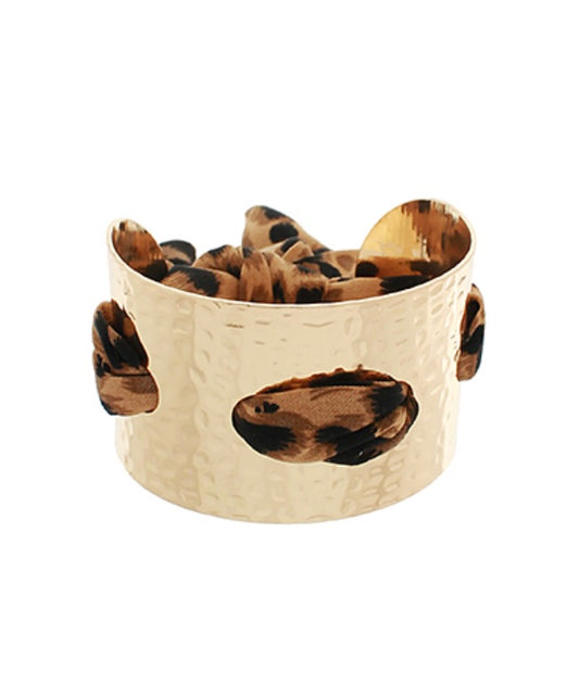 Gold bangle scarf bracelet, wide cuff silhouette